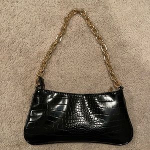 Black croc style handbag
